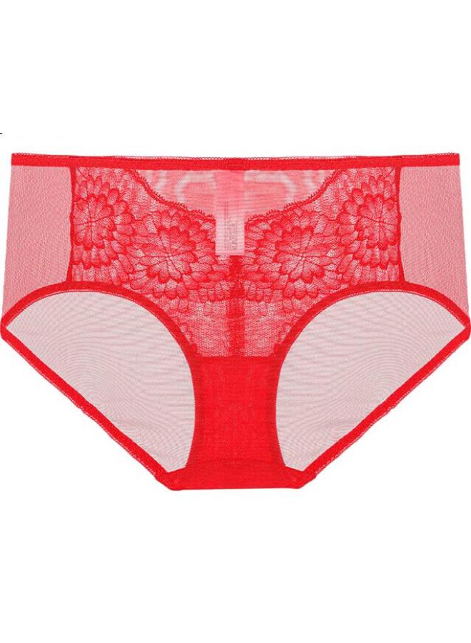 AIMER Women'S Lace Thin Mid-Rise Underwear Red Year Of The Ox Wedding Am239971165 - Image 1