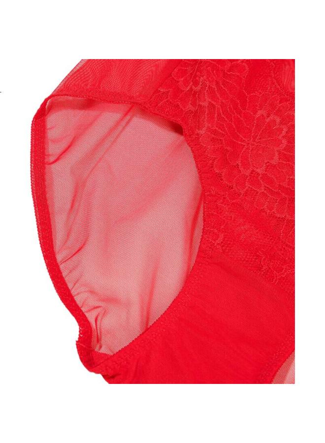 AIMER Women'S Lace Thin Mid-Rise Underwear Red Year Of The Ox Wedding Am239971165 - Image 2