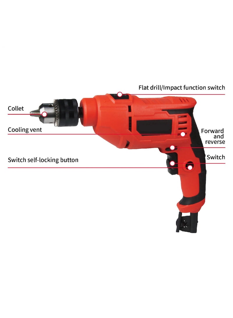 هايماكس مثقاب كهربائي بالطرق سلكي قدرة حفر 13 ملم بقدرة 710 وات  للمعادن و الاسمنت و الخشب - Image 3
