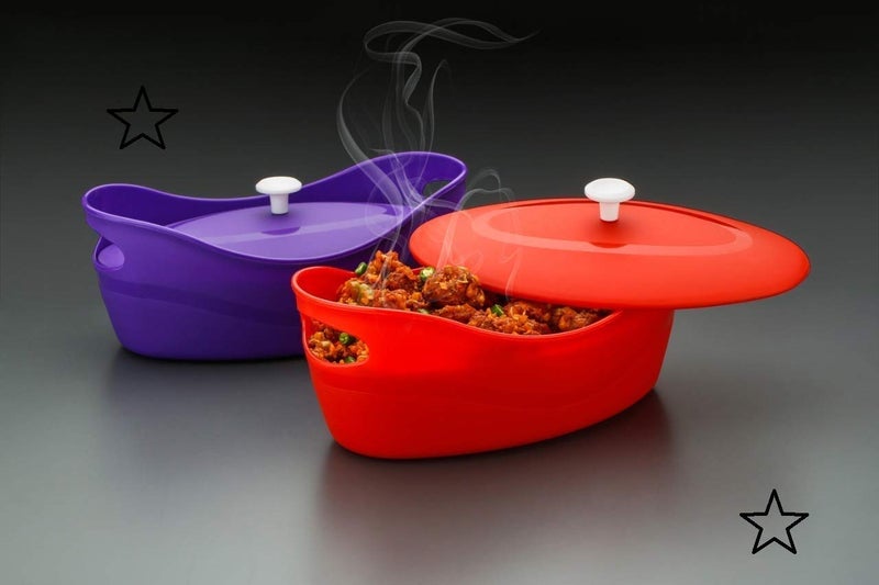 elexiq Microwave Safe Unbreakable Plastic Multipurpose Bowl with Cap for Serving Multi Color Set of 2 - Image 5