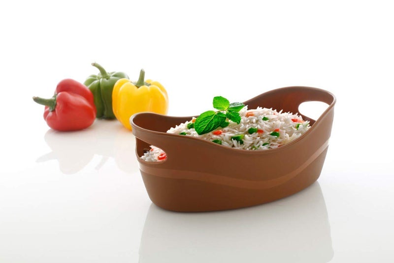 elexiq Microwave Safe Unbreakable Plastic Multipurpose Bowl with Cap for Serving Multi Color Set of 2 - Image 2