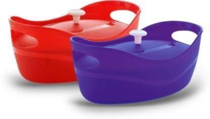 elexiq Microwave Safe Unbreakable Plastic Multipurpose Bowl with Cap for Serving Multi Color Set of 2 - Image 1