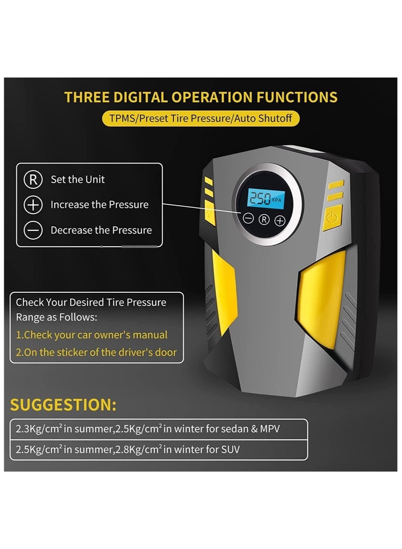 Digital Car Tyre Inflator Air Compressor with Auto Stop and LED Light 12V Fast Portable Air Pump for Car Bicycle Motorcycle Ball Air Mattress - Image 3