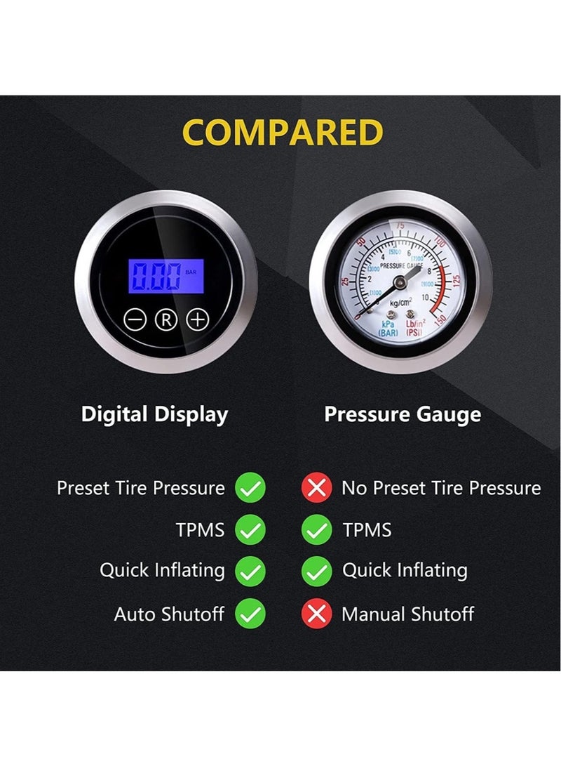 Digital Car Tyre Inflator Air Compressor with Auto Stop and LED Light 12V Fast Portable Air Pump for Car Bicycle Motorcycle Ball Air Mattress - Image 4