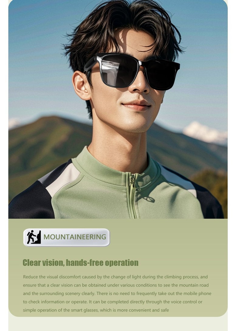 جولف لينك نظارات شمسية سماعات حماية من الأشعة فوق البنفسجية مكالمات موسيقية تقليل الضوضاء سماعة محمولة GS08 تحكم ذكي باللمس نظارات شمسية ذكية سوداء - Image 2