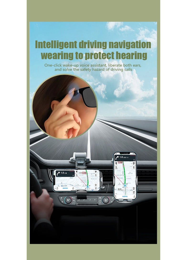 جولف لينك نظارات شمسية سماعات حماية من الأشعة فوق البنفسجية مكالمات موسيقية تقليل الضوضاء سماعة محمولة GS08 تحكم ذكي باللمس نظارات شمسية ذكية سوداء - Image 3