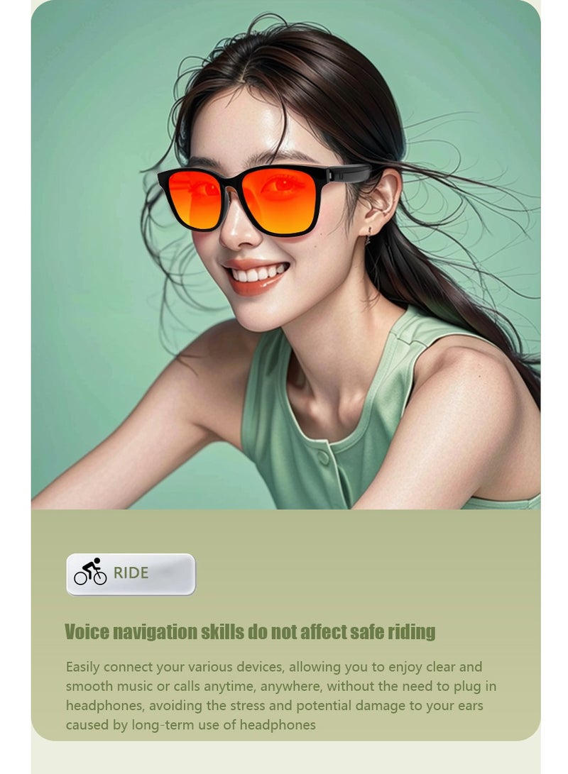 جولف لينك نظارات شمسية سماعات حماية من الأشعة فوق البنفسجية مكالمات موسيقية تقليل الضوضاء سماعة محمولة GS08 تحكم ذكي باللمس نظارات شمسية ذكية سوداء - Image 4