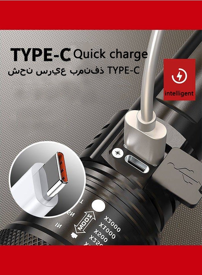 Bukela 1 PCS Powerful Led Small Flashlights, Tactical Flash Light, Built-in 1800mah Battery Long Range Spotlights, Torch Emergency Light With COB Light - Image 4