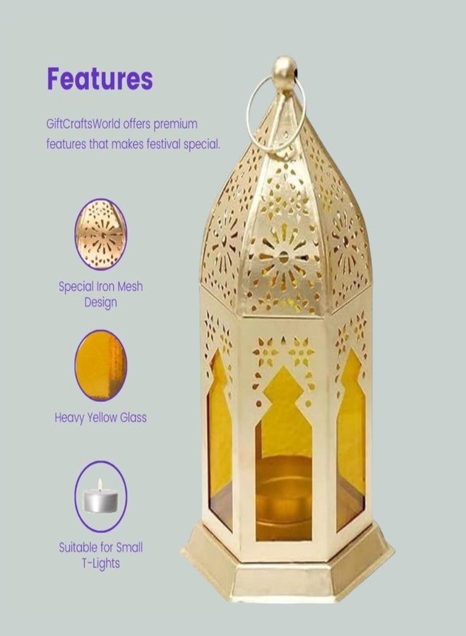 Decorate Dreams Small Moraccan Lantern/Lamp with t-Light Candle Holder, Antique Collection Decorative Hanging Lantern for ramzan, eid, Diwali | Set of 2 | - Image 3