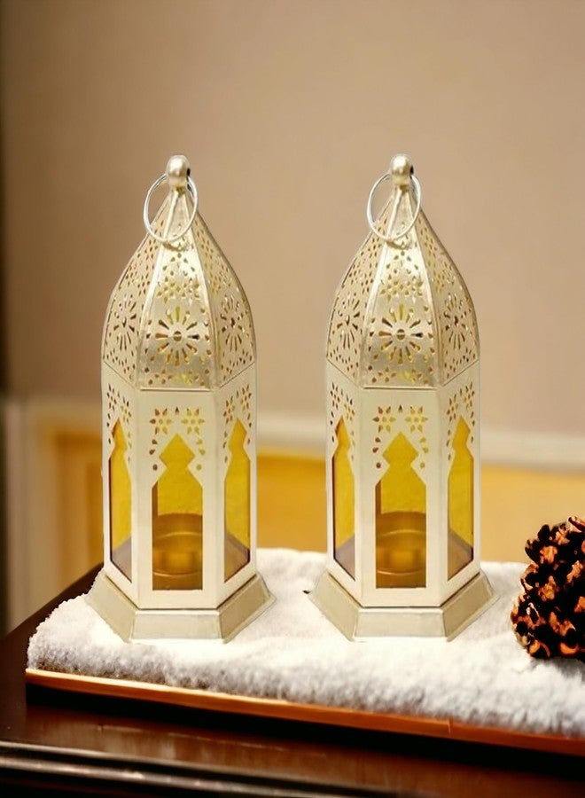 Decorate Dreams Small Moraccan Lantern/Lamp with t-Light Candle Holder, Antique Collection Decorative Hanging Lantern for ramzan, eid, Diwali | Set of 2 | - Image 2