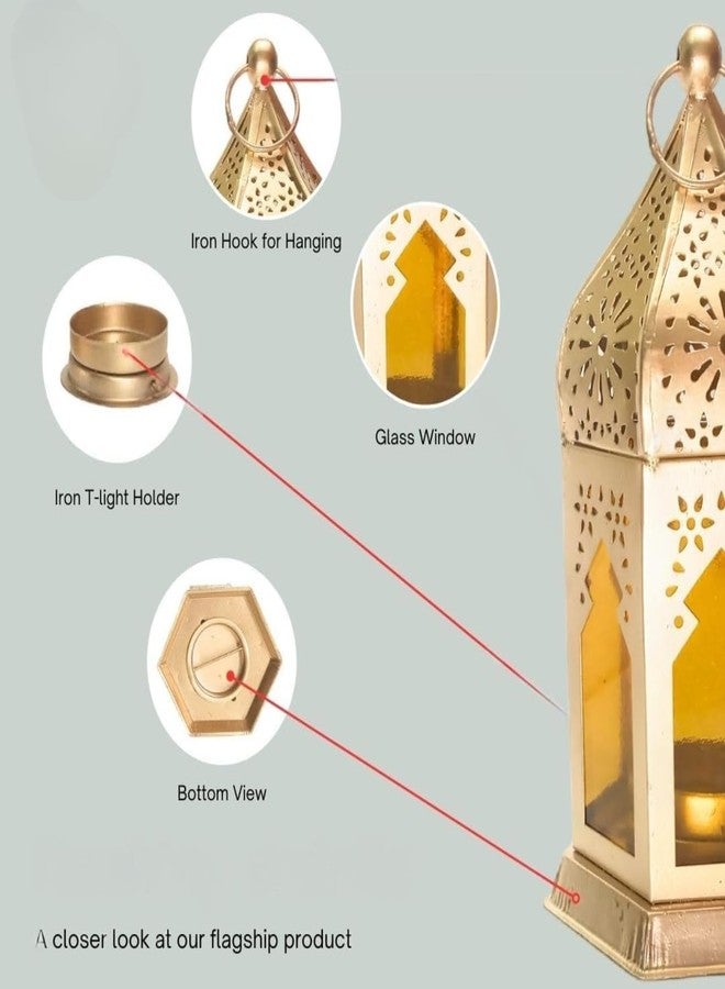 Decorate Dreams Small Moraccan Lantern/Lamp with t-Light Candle Holder, Antique Collection Decorative Hanging Lantern for ramzan, eid, Diwali | Set of 2 | - Image 4