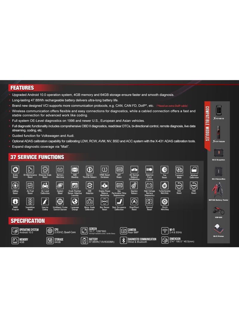 لانش - جهاز فحص وبرمجة السيارات لانش X-431 PRO3 SE - Image 1