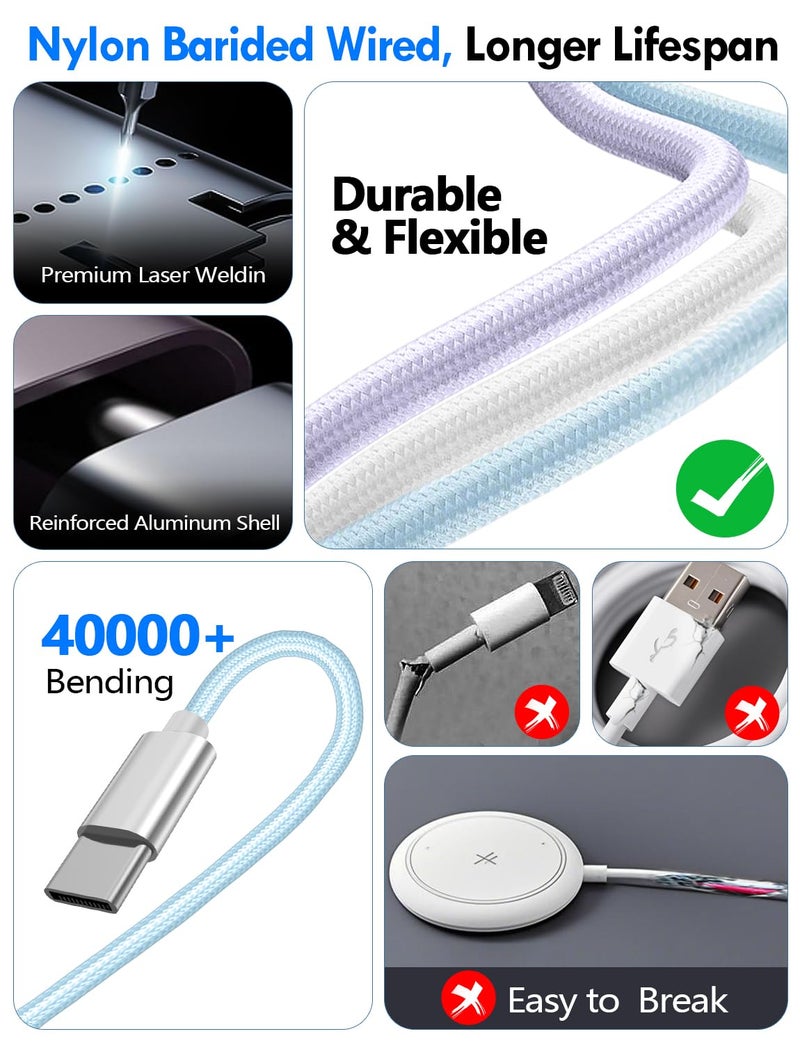 xiwxi Travel Essentials for Apple Watch Charger,iPhone Charger,3 in 2 Type C/L/Magnetic Fast Charging Cable,Multi Charging Cable Portable Designed for iWatch Series,iPhone 17-11,Galaxy S26-S21,Car-4FT - Image 5