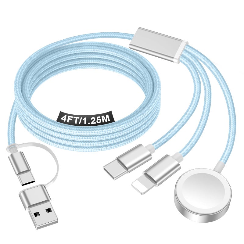 xiwxi Travel Essentials for Apple Watch Charger,iPhone Charger,3 in 2 Type C/L/Magnetic Fast Charging Cable,Multi Charging Cable Portable Designed for iWatch Series,iPhone 17-11,Galaxy S26-S21,Car-4FT - Image 1