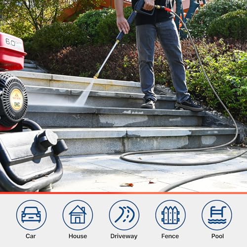 YAMATIC خرطوم غسيل ضغط ياماتيك فائق المرونة 50 قدم 1/4"، بديل خرطوم غسيل مقاوم للانحناء لمرشات فليكسزيلا وأوبر فليكس وريوبي وجينيراك وتروي بيلت مع وصلات M22 خالية من التسرب، 3200 PSI، رمادي - Image 5