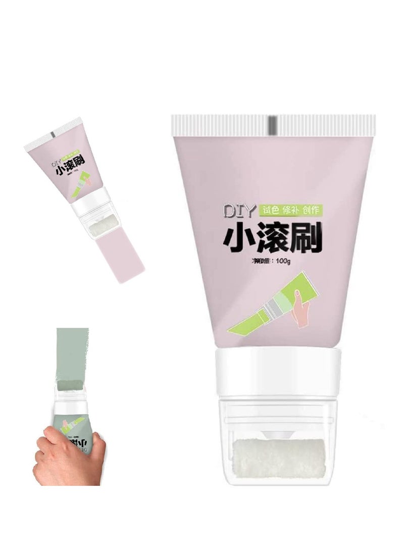 2 PCS Eco-Friendly 2-in-1 Small Rolling Brush for Easy Wall Paint Repair & Renovation - 100g Pink Graffiti Paint for DIY Projects - Image 1