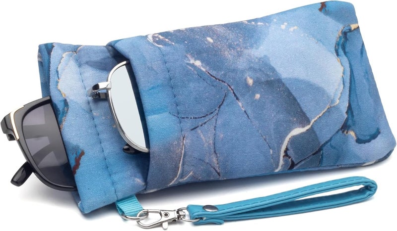 Face Shadow Double Glasses Case Soft Eyeglass Case For Women Men Squeeze Top Sunglasses Case With Cleaning Cloth - Image 1