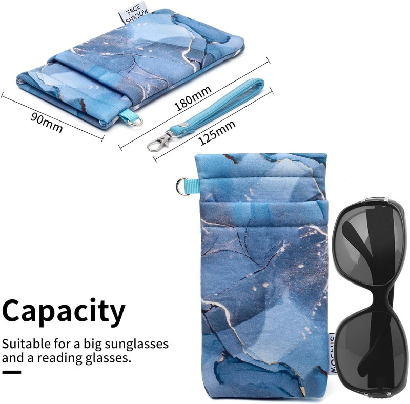 Face Shadow Double Glasses Case Soft Eyeglass Case For Women Men Squeeze Top Sunglasses Case With Cleaning Cloth - Image 4