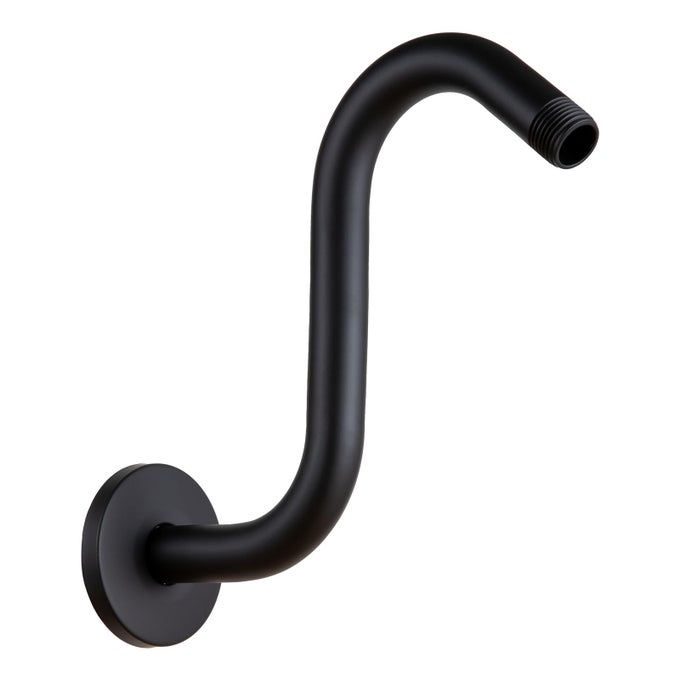 SHOWER HEAD EXTENSION ARM 8 IN MATTE BLACK S SHAPED SHOWER ARM WITH FLANGE HIGH RISE GOOSE NECK SHOWER EXTENSION