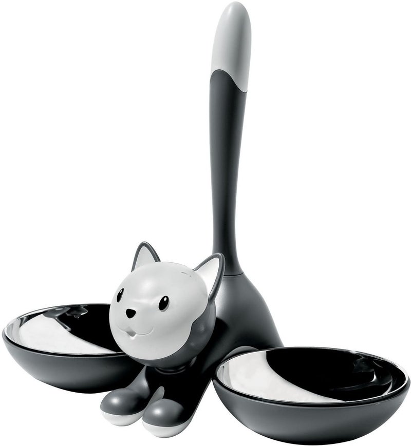 Alessi Tigrito AMMI09 G Design Cat Bowl 1810 Stainless Steel and Thermoplastic Resin Grey