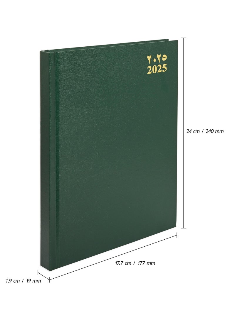 FIS FIS 2025 Agenda Diary Arabic/English Vinyl Hard Cover, Green - FSDI75AEV25GR  - Image 4