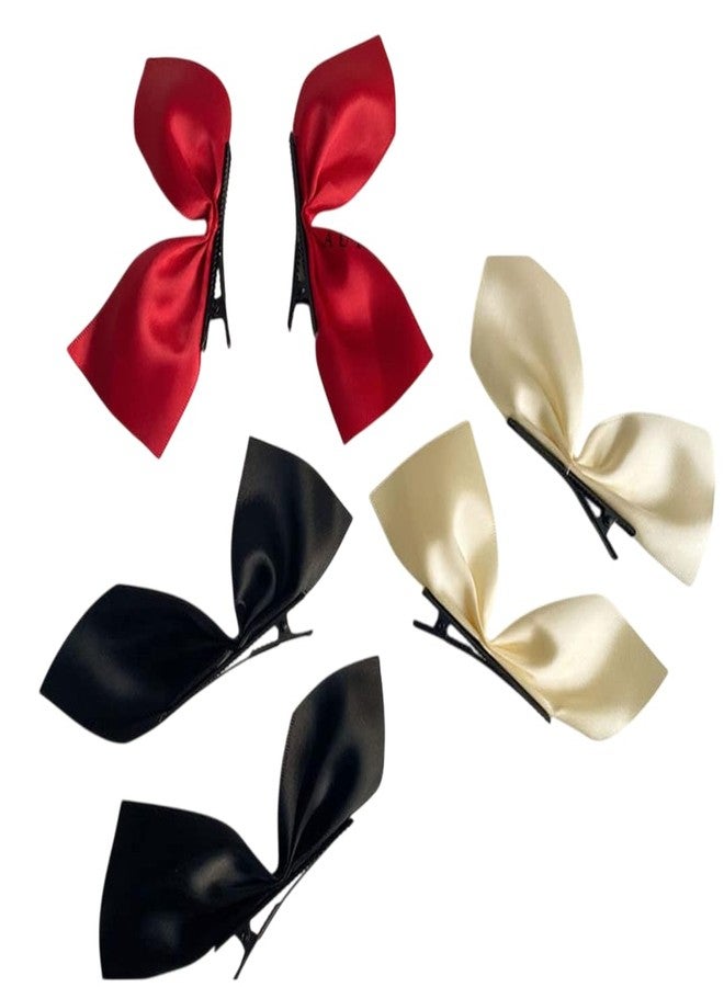 CHIROGRAPHY 6 PCS Satin Ribbon Bow Side Hair Clips for Women and Girls | Stylish Multicolor Bowknot Hairpins | Smooth Satin Fabric Side Clips for Casual Wear, Party and Styling - Image 1