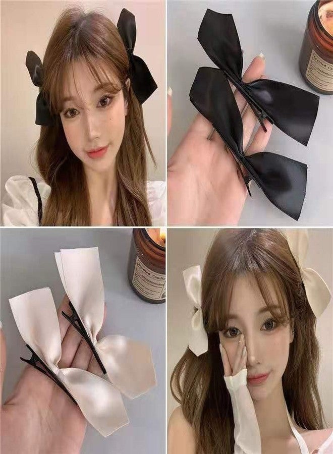 CHIROGRAPHY 6 PCS Satin Ribbon Bow Side Hair Clips for Women and Girls | Stylish Multicolor Bowknot Hairpins | Smooth Satin Fabric Side Clips for Casual Wear, Party and Styling - Image 2