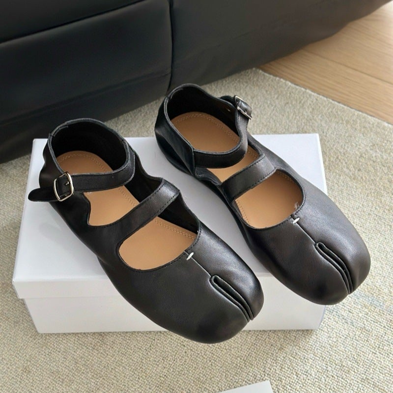 [Migua] Niche Style M6 Split-Toe Double-Strap Mary Jane Shoes Tabi Pig Trotters Flats Ballet Soft Shoes - Image 2