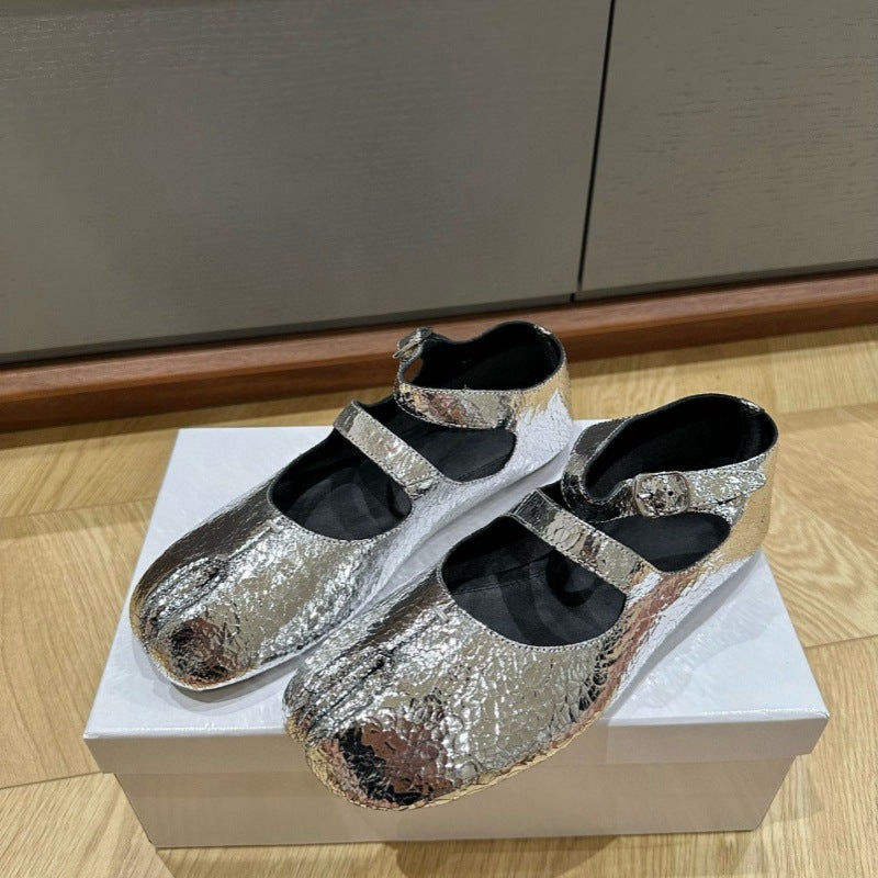 [Migua] Niche Style M6 Split-Toe Double-Strap Mary Jane Shoes Tabi Pig Trotters Flats Ballet Soft Shoes - Image 4