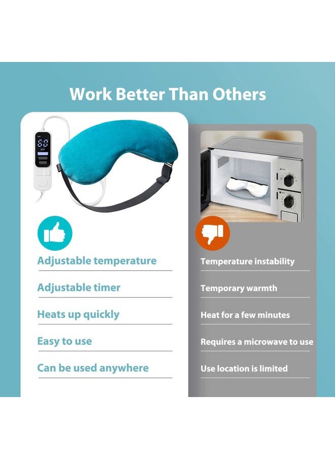 Ezona - Heated Eye Mask, Warm Eye Compress Mask for Dry Eyes, USB Electric Eye Heating Pad with Temperature & Timer Control, Dry Eye Mask for Dry Eyes Blepharitis Sinus Migraine Stye MGD Puffiness Blue - Image 1