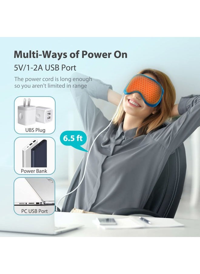 Ezona - Heated Eye Mask, Warm Eye Compress Mask for Dry Eyes, USB Electric Eye Heating Pad with Temperature & Timer Control, Dry Eye Mask for Dry Eyes Blepharitis Sinus Migraine Stye MGD Puffiness Blue - Image 1