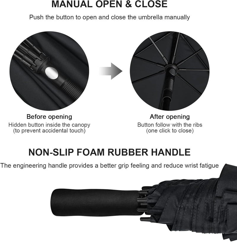 G4Free 47/54/62/68 Inch Golf Umbrella Auto Open Windproof Umbrella Double Canopy - Image 5