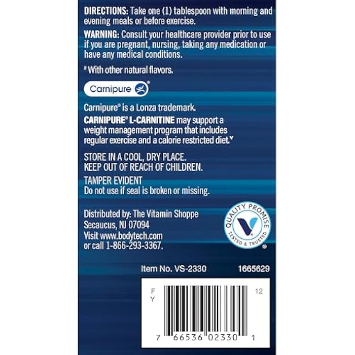 BODYTECH L-Carnitine 1100mg - Supports Fat Metabolism, Energy Production & Muscle Recovery - Raspberry (16 fl oz) - Image 3