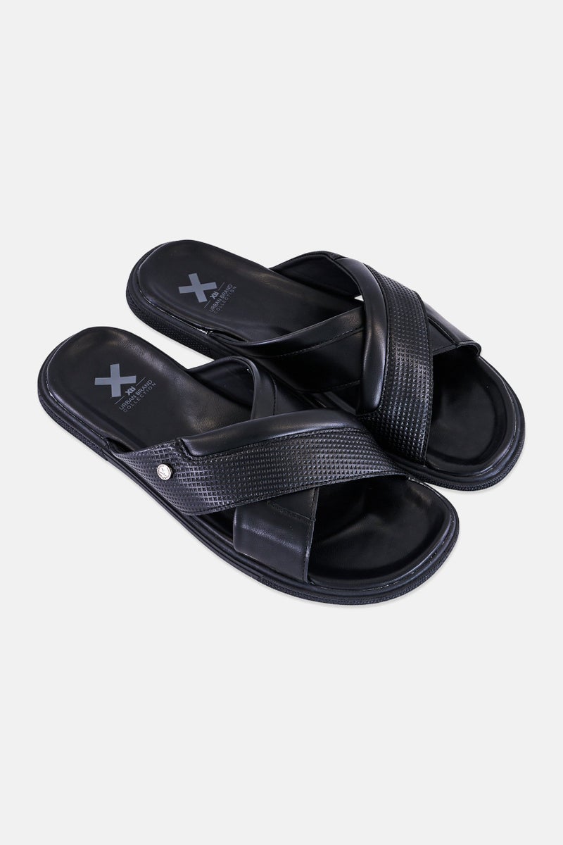 Xti Men Leather Slip On Sandals, Black - Image 2