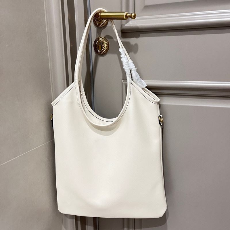 1 x 5 pcs Ivy New Hobo Tote Bag Versatile Commuter Bag Soft Genuine Cow Leather Single Shoulder Handbag Neutral Minimalist Style Beige 