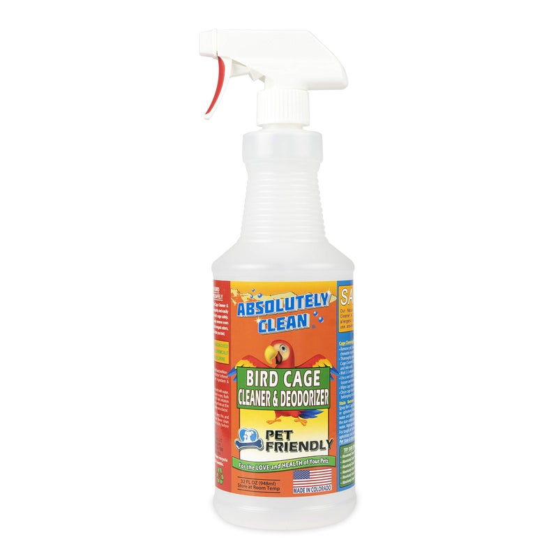 Absolutely Clean Amazing Bird Cage Cleaner and Deodorizer - Just Spray/Wipe - Safely & Easily Removes Bird Messes Quickly and Easily - Made in The US (32oz Spray Bottle) - Image 1