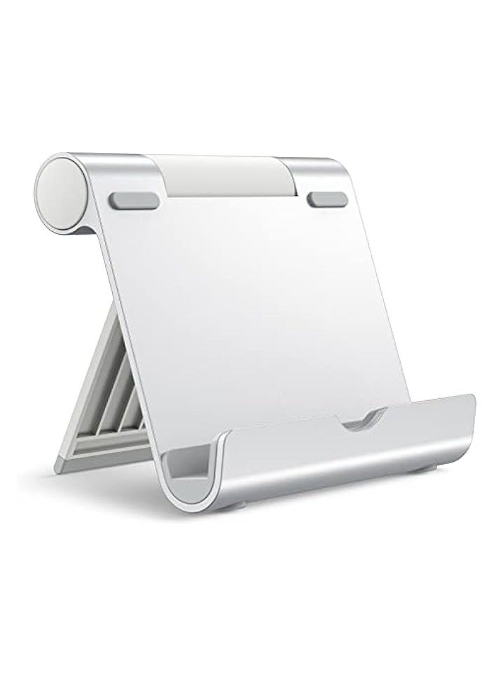 Jetech Tablet Stand, Adjustable Portable Desktop Holder, Foldable Dock for iPad/iPad Pro/Air/Mini, Galaxy Tab A8/A7 Lite/A7/S8/S7, Kindle, Tab/Phones(4-13"), Silver - Image 1