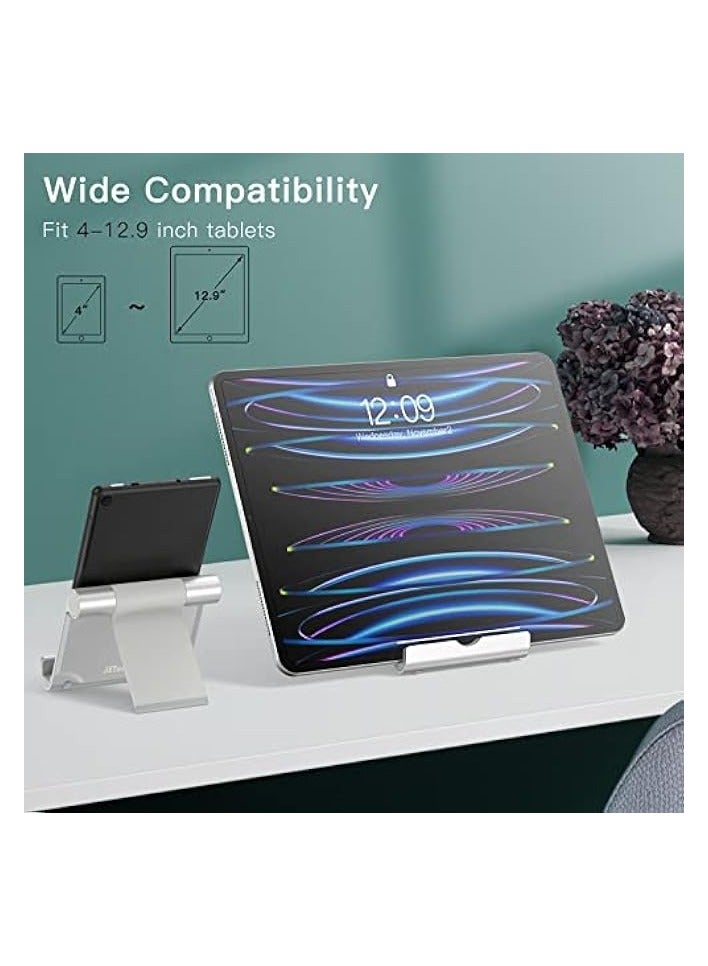 Jetech Tablet Stand, Adjustable Portable Desktop Holder, Foldable Dock for iPad/iPad Pro/Air/Mini, Galaxy Tab A8/A7 Lite/A7/S8/S7, Kindle, Tab/Phones(4-13"), Silver - Image 4