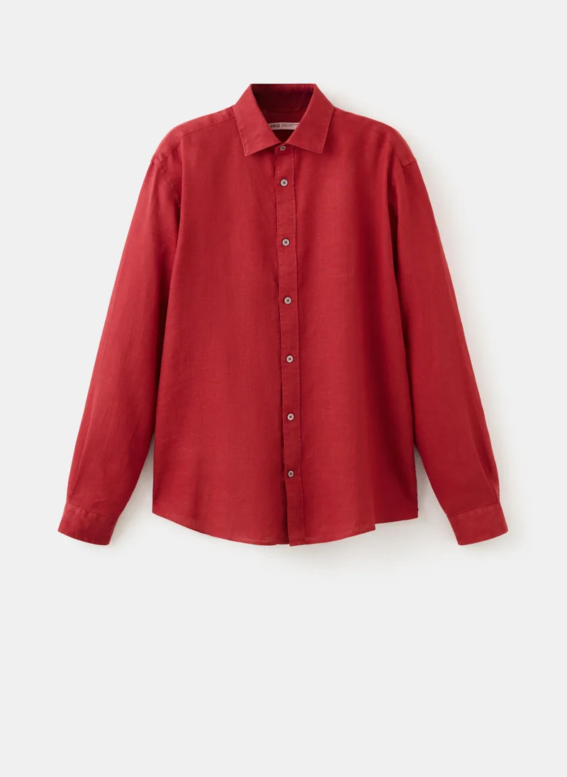 Mango Man 70-ROJO 100% Linen Regular-Fit Shirt for Men | Best Price UAE