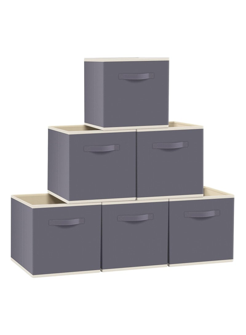 XiuWoo 6 Pack Collapsible Storage Bins Cubes, Fabric Bins, Large Capacity Storage Cubes with Handles and Cardboard for Books Toys Clothes and Sundries  - Image 1