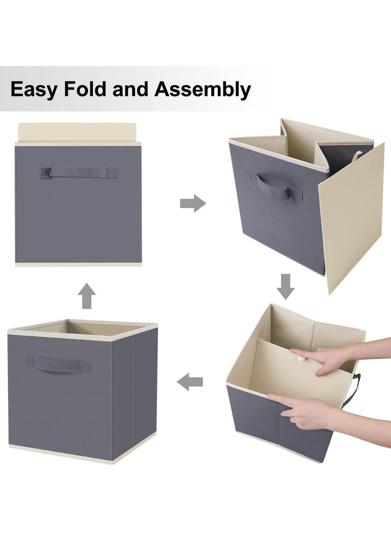 XiuWoo 6 Pack Collapsible Storage Bins Cubes, Fabric Bins, Large Capacity Storage Cubes with Handles and Cardboard for Books Toys Clothes and Sundries  - Image 5