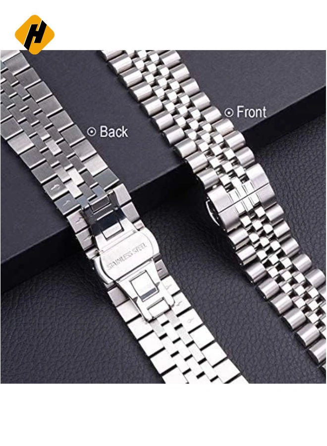 HuHa Compatible with Apple Watch Band 41mm 40mm 38mm, Stainless Steel Heavy Band with Butterfly Folding Clasp Link Bracelet for iWatch Series8/7/6 /SE Series 5/4/3/Men women,Silver  - Image 5