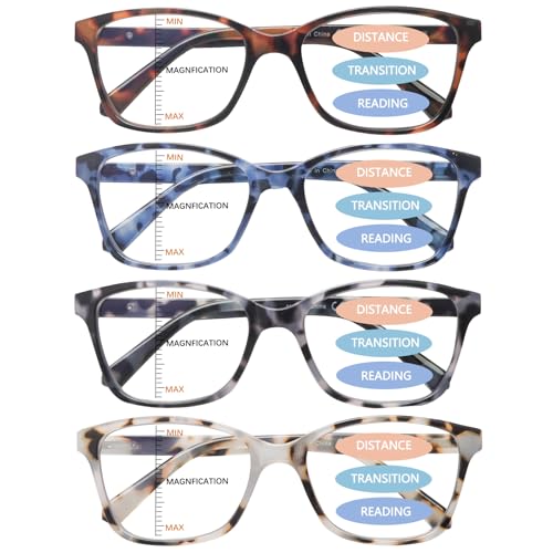 STASTEND 4 Pack Progressive Multifocus Reading Glasses for Women Men Spring Hinge Blue Light Blocking Readers Multicolor1 200 x - Image 1