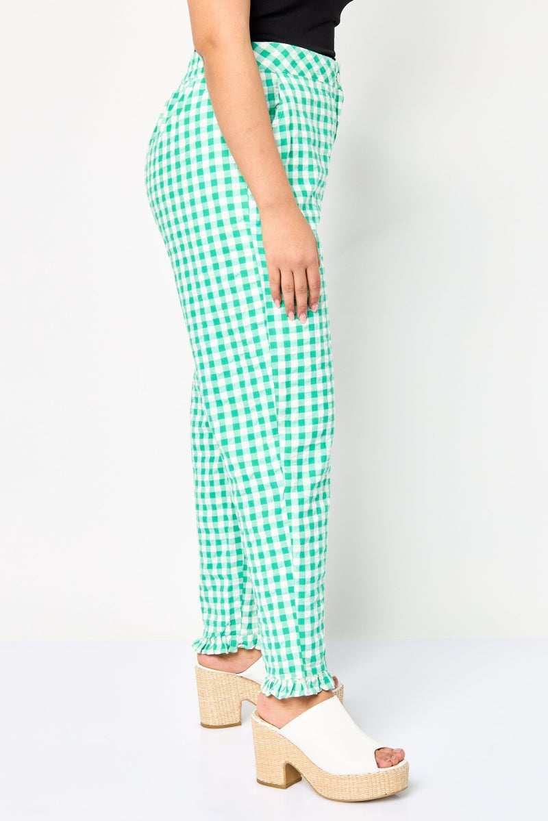 ONLY Women Regular Fit Micro Checkered Straight Leg Pants, Multicolor  - Image 3