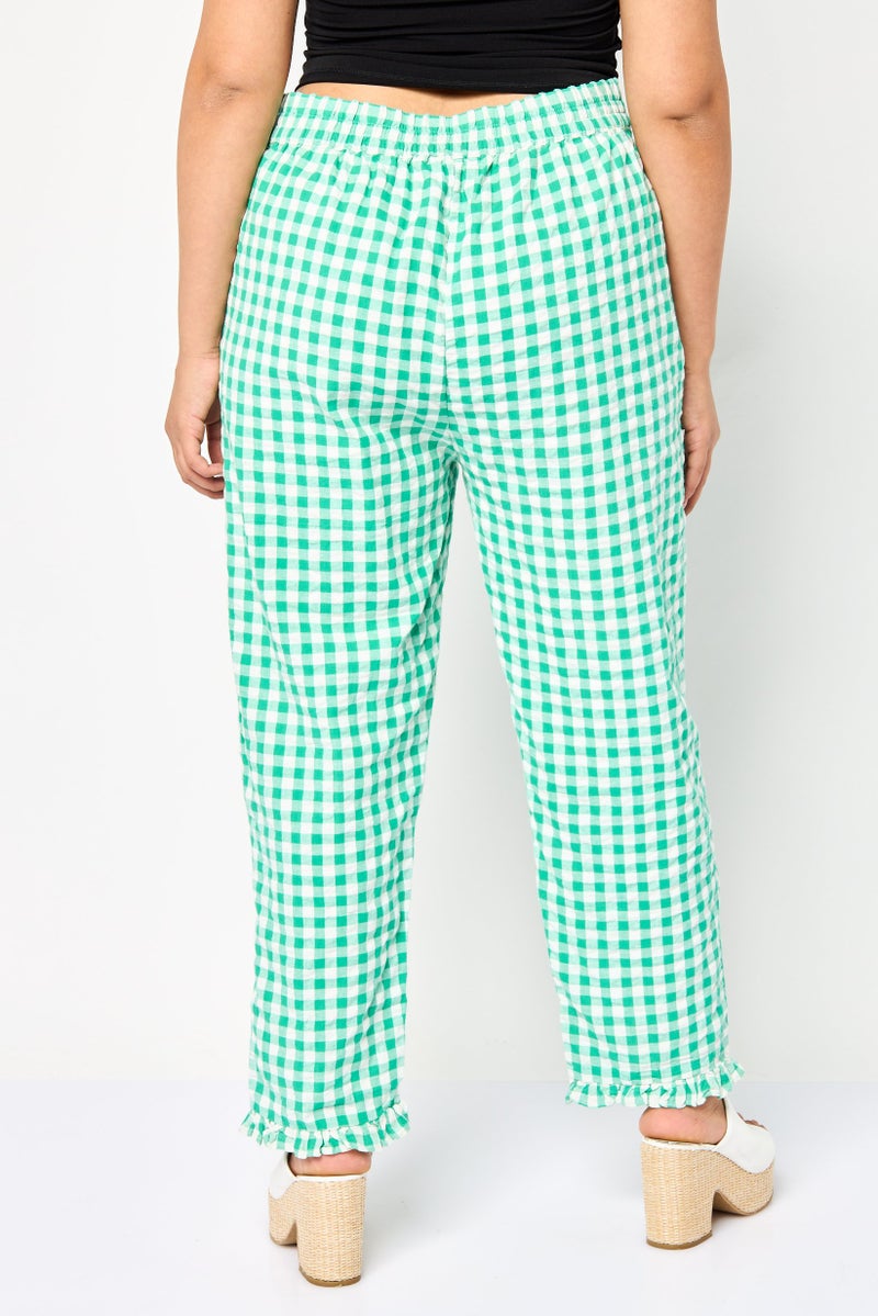 ONLY Women Regular Fit Micro Checkered Straight Leg Pants, Multicolor  - Image 4