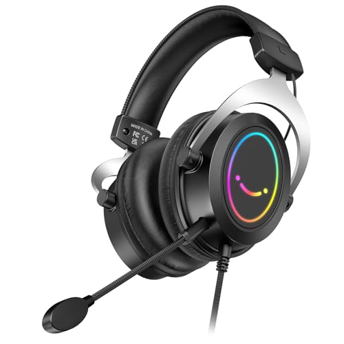 FIFINE RGB Gaming Headsets,Comfortable Over-Ear Headphones with Microphone,Wired Audio Jack Connection,Leather Passive-Noise-Cancelling Earcups,for PC PS4 PS5 Xbox Gamer Ampligame H3 - Image 1