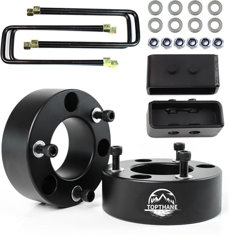 TOPTHANE Leveling Lift Kit for 2004-2020 Ford F150, 3'' Front Struct Spacers + 2'' Rear Leveling Lift Blocks Kit with Extended Square U-Bolts for Ford F150 - Image 1