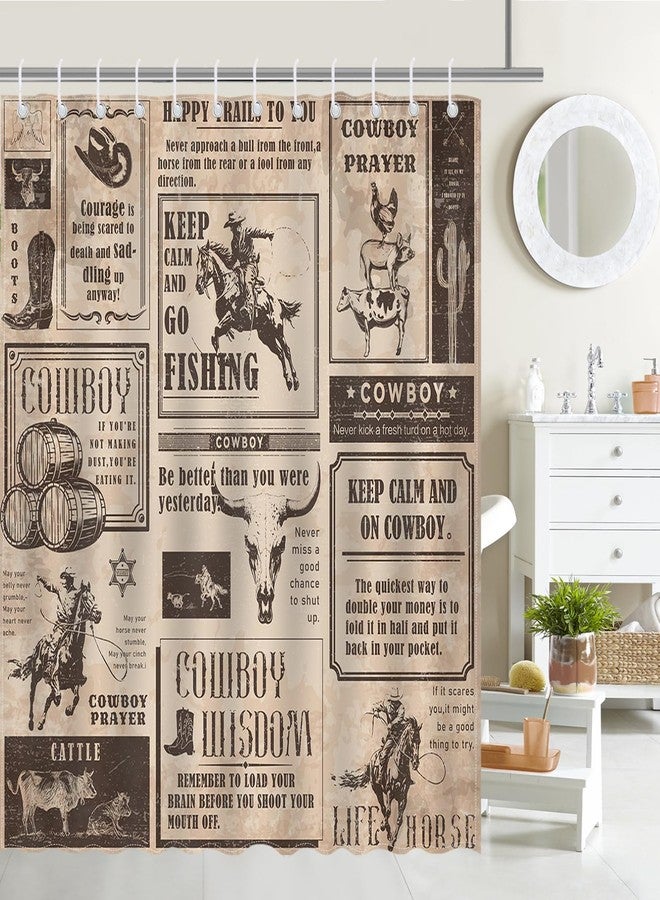 موكسيكا ستارة حمام من موكسيكا بتصميم رعاة البقر الغربيين، بتصميم مزرعة ريفية عتيقة، بتصميم رعاة البقر، مصنوعة من القماش المقاوم للماء، مع 12 خطافًا، مقاس 72 × 72 بوصة - Image 2