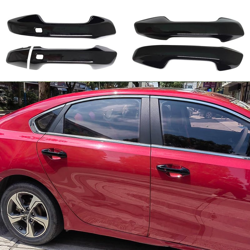 AOKIO Glossy Black Exterior Door Handle Cover Trim for Kia Forte Accessories 2019 2020 2021 2022 2023 2024 for Left Hand Drive