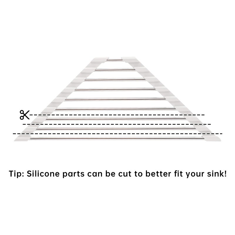 Tomorotec Triangle Roll-Up Dish Drying Rack Sink Corner Small Foldable Stainless Steel Over The Sink Multipurpose Kitchen Drainer Caddy Organizer Storage Shelf Holder (Coconut Milk White) - Image 3